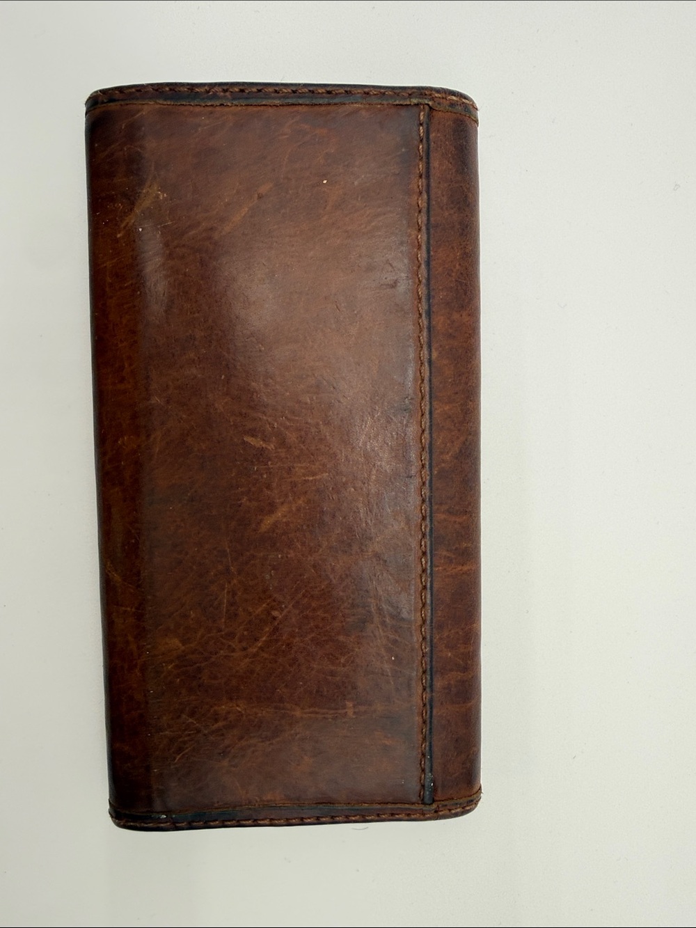 Frye Melissa Antique Leather Trifold Wallet Brown Distressed Patina - Picture 3 of 7